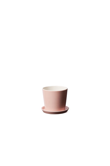 Flowerpot with saucer in pink