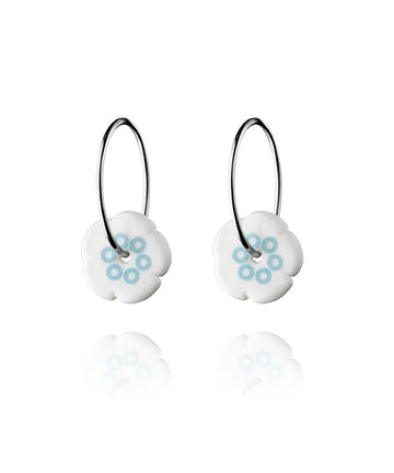 Flower hoop earrings in light blue