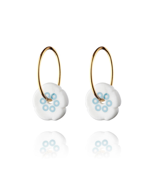 Flower hoop earrings in light blue