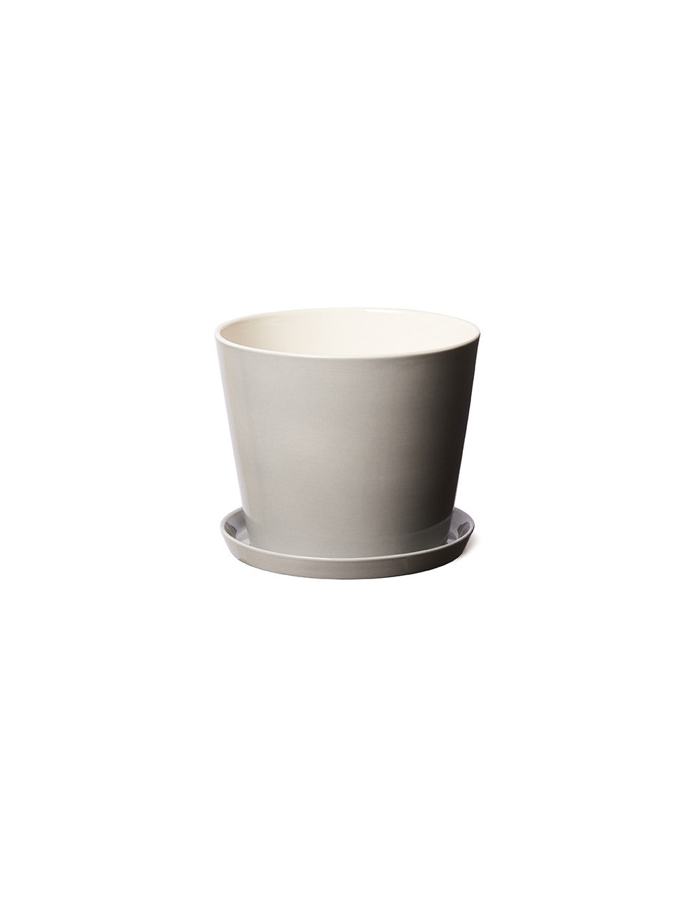 Flowerpot with saucer in concete grey